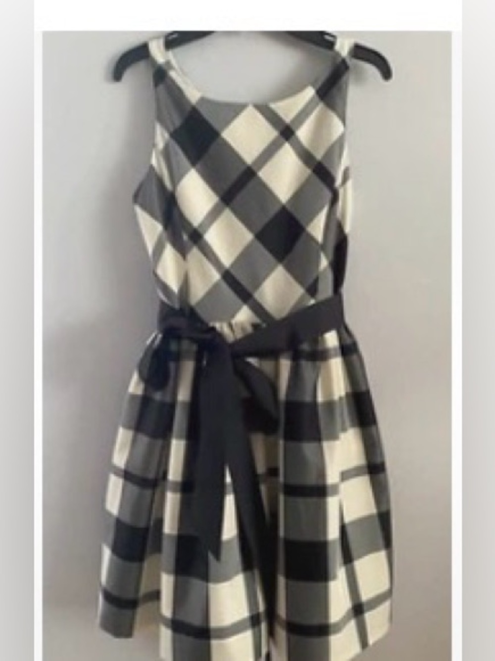 Ralph Lauren Black & White Sleeveless Plaid Fit-and-Flare Dress youth girl